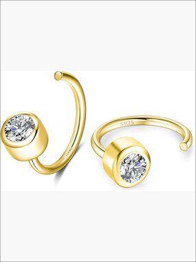 925 Sterling Silver Huggie Hoop Earrings with Opal Moonstone CZ Gemstones